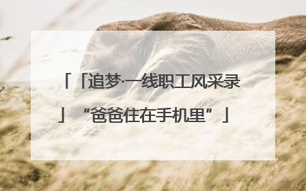 「追梦·一线职工风采录」“爸爸住在手机里”