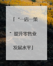 “一店一策”提升零售业发展水平