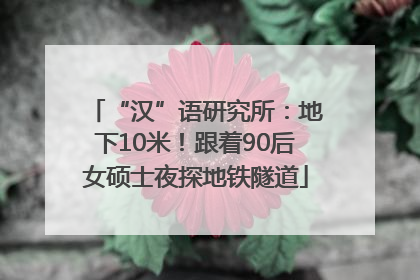 “汉”语研究所：地下10米！跟着90后女硕士夜探地铁隧道