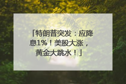 特朗普突发：应降息1%！美股大涨，黄金大跳水！