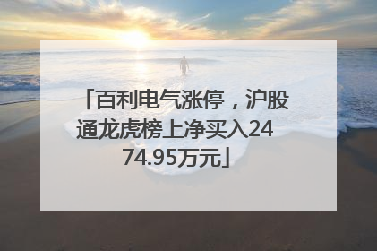 百利电气涨停，沪股通龙虎榜上净买入2474.95万元