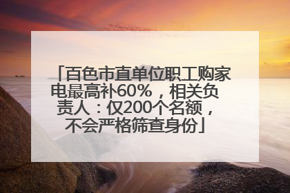 百色市直单位职工购家电最高补60％，相关负责人：仅200个名额，不会严格筛查身份