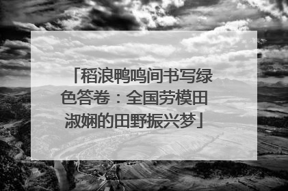 稻浪鸭鸣间书写绿色答卷：全国劳模田淑娴的田野振兴梦