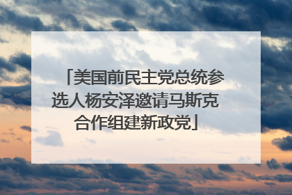 美国前民主党总统参选人杨安泽邀请马斯克合作组建新政党