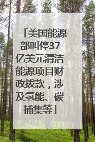 美国能源部叫停37亿美元清洁能源项目财政拨款，涉及氢能、碳捕集等