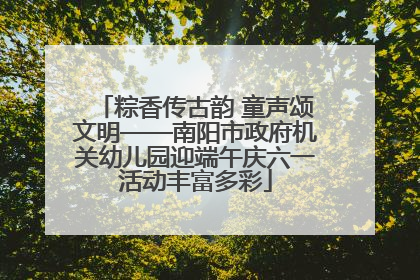 粽香传古韵 童声颂文明——南阳市政府机关幼儿园迎端午庆六一活动丰富多彩