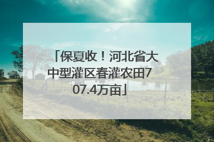 保夏收！河北省大中型灌区春灌农田707.4万亩