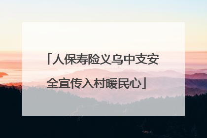 人保寿险义乌中支安全宣传入村暖民心