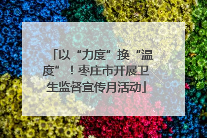 以“力度”换“温度”！枣庄市开展卫生监督宣传月活动