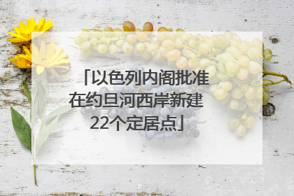以色列内阁批准在约旦河西岸新建22个定居点