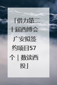 借力第二十届西博会 广安拟签约项目57个｜数读西投
