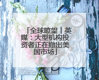全球瞭望丨英媒：大型机构投资者正在撤出美国市场