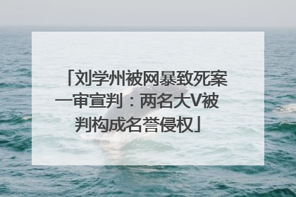 刘学州被网暴致死案一审宣判：两名大V被判构成名誉侵权