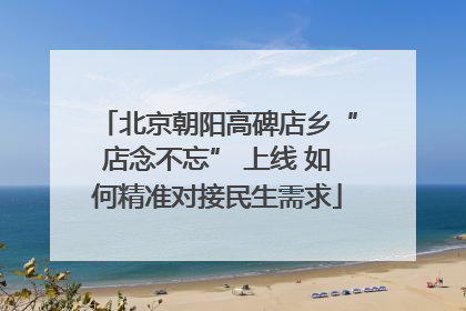 北京朝阳高碑店乡“店念不忘” 上线 如何精准对接民生需求
