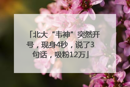 北大“韦神”突然开号，现身4秒，说了3句话，吸粉12万