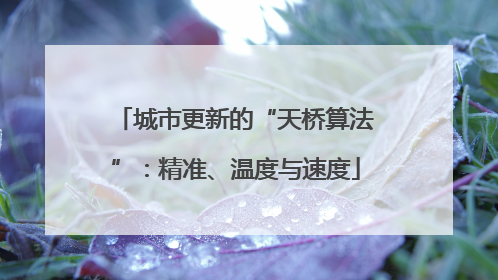 城市更新的“天桥算法”：精准、温度与速度