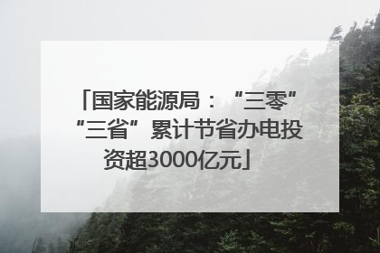 国家能源局：“三零”“三省”累计节省办电投资超3000亿元