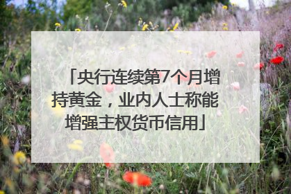 央行连续第7个月增持黄金，业内人士称能增强主权货币信用