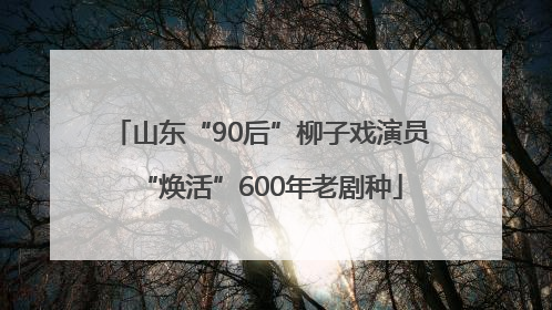 山东“90后”柳子戏演员“焕活”600年老剧种
