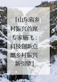 山东省乡村振兴首席专家杨飞：科技创新点燃乡村振兴新引擎