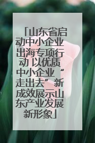 山东省启动中小企业出海专项行动 以优质中小企业“走出去”新成效展示山东产业发展新形象
