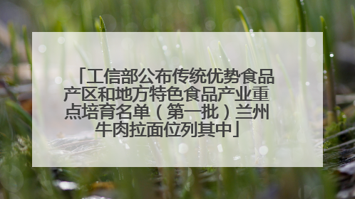 工信部公布传统优势食品产区和地方特色食品产业重点培育名单（第一批）兰州牛肉拉面位列其中