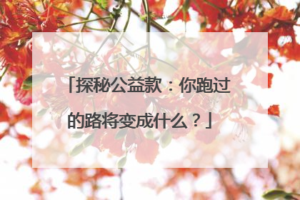 探秘公益款：你跑过的路将变成什么？