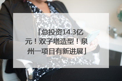 总投资14.3亿元！双子塔造型！泉州一项目有新进展