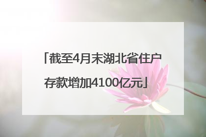 截至4月末湖北省住户存款增加4100亿元