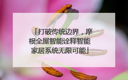 打破传统边界，摩根全屋智能诠释智能家居系统无限可能