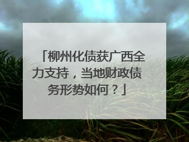 柳州化债获广西全力支持，当地财政债务形势如何？
