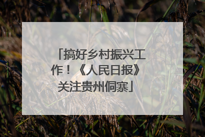 搞好乡村振兴工作！《人民日报》关注贵州侗寨