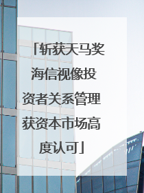 斩获天马奖 海信视像投资者关系管理获资本市场高度认可