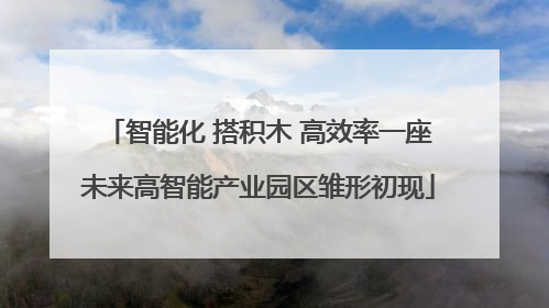 智能化 搭积木 高效率一座未来高智能产业园区雏形初现