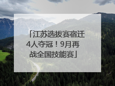 江苏选拔赛宿迁4人夺冠！9月再战全国技能赛