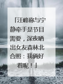 汪峰称与宁静牵手是节目需要，深夜晒出女友森林北合照：我俩好着呢！