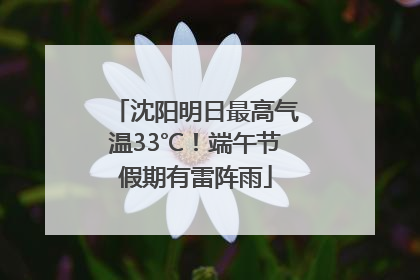 沈阳明日最高气温33℃！端午节假期有雷阵雨