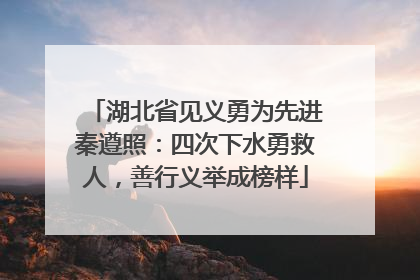 湖北省见义勇为先进秦遵照：四次下水勇救人，善行义举成榜样