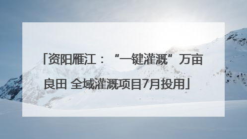 资阳雁江：“一键灌溉”万亩良田 全域灌溉项目7月投用