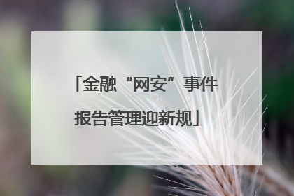 金融“网安”事件报告管理迎新规