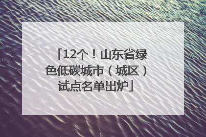 12个！山东省绿色低碳城市（城区）试点名单出炉
